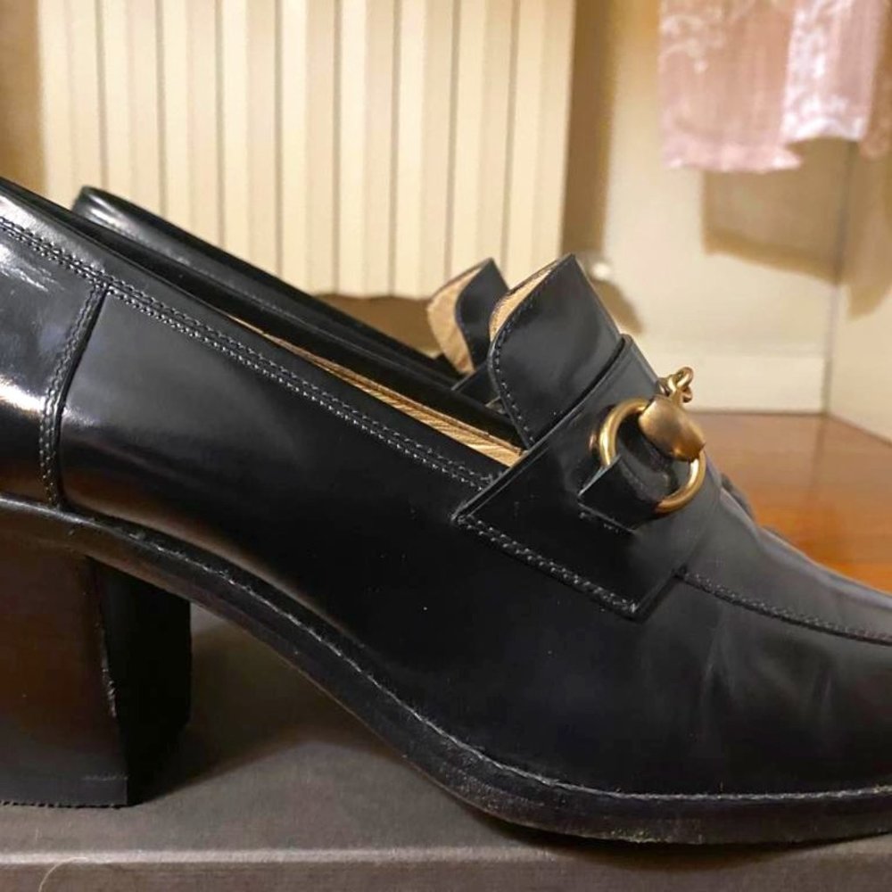 Mocassino Woman Gucci pelle Morsetto Gold Vintage metallo Modello Danielcalf - Picture 2 of 3